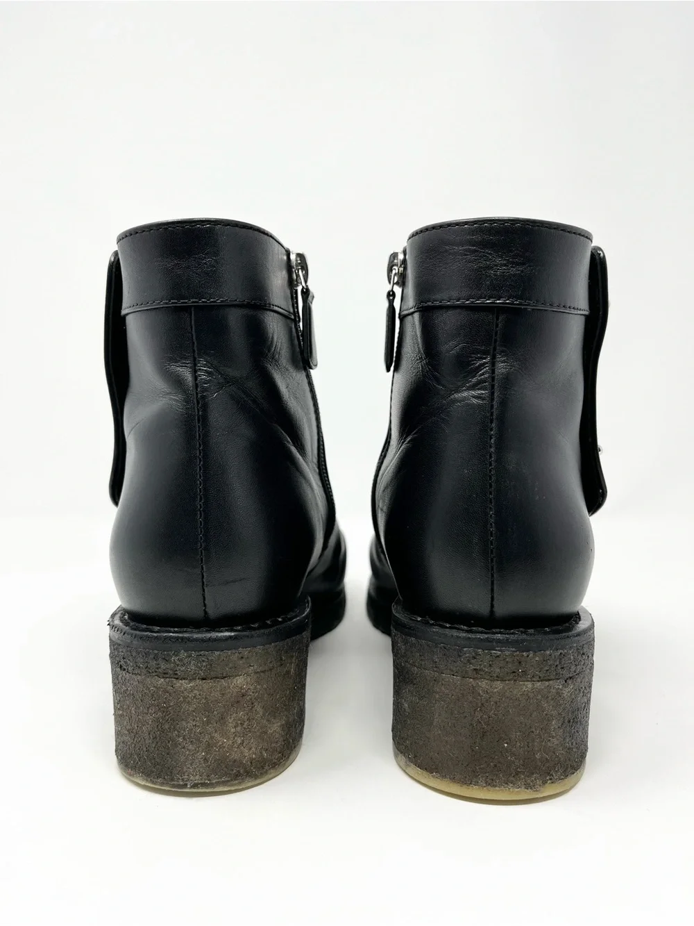 Chanel Black Leather CC Logo Turnlock Ankle Boot Boots Booties Shoes Moto 38 38C